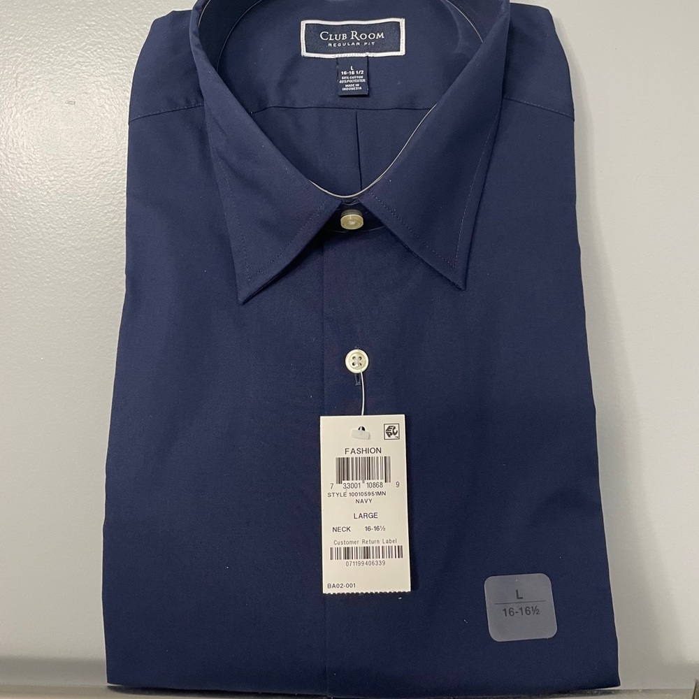Men’s navy blue dress shirt size L 16-16.5